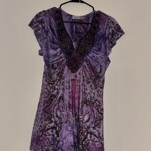 Unity Purple Fairy Boho Top w/ Sequin Detail - Y2K Ethereal Vibes ✨